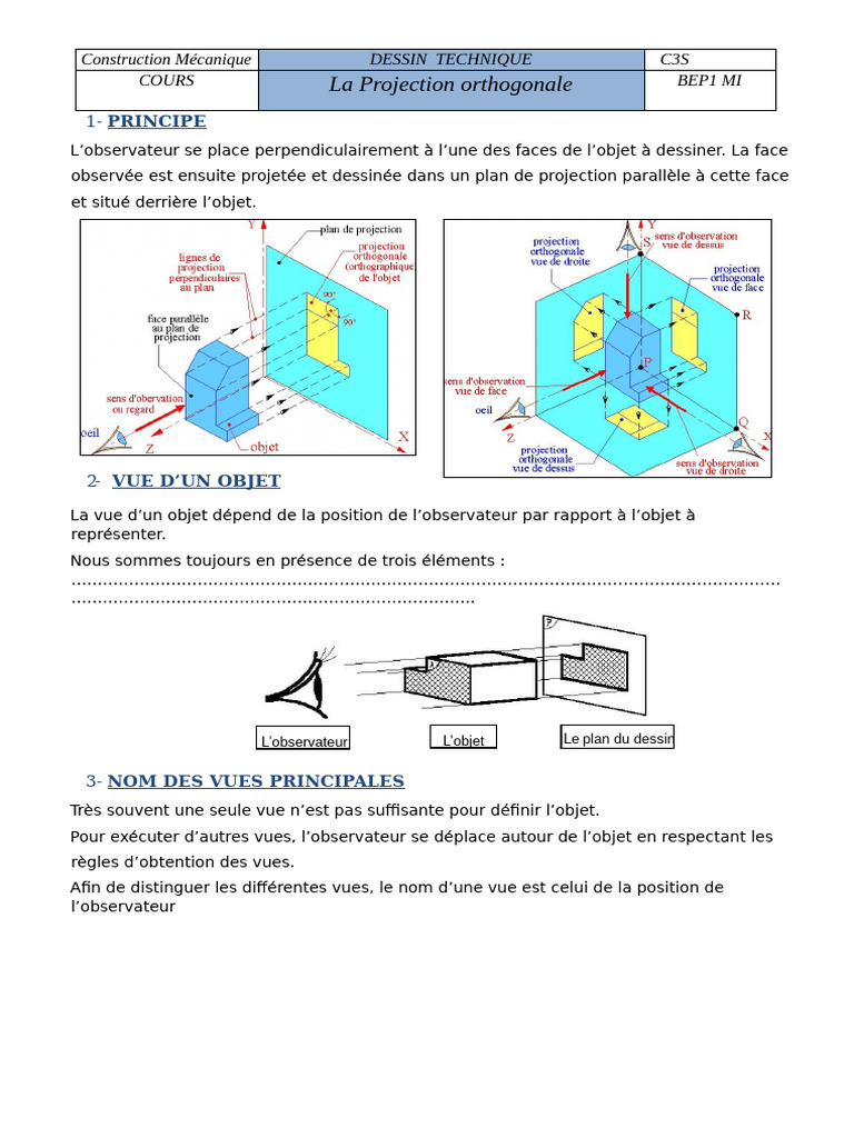 Vues et Projections en Dessin Technique | PDF | Dessin technique