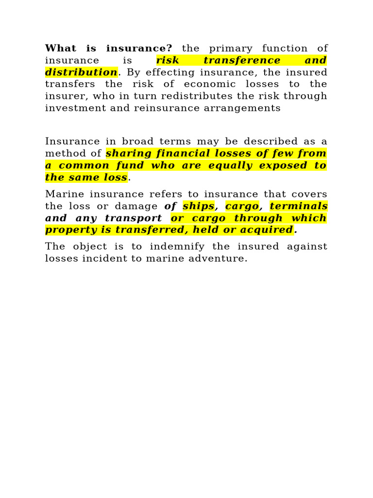 Types of Marine Insurance Explained | PDF | Insurance | Indemnity