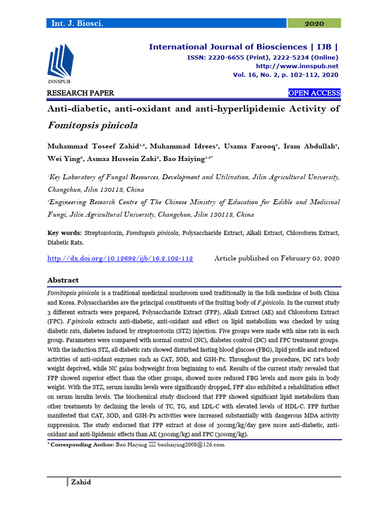 Anti-Diabetic, Anti-Oxidant and Anti-Hyperlipidemic Activity of ...