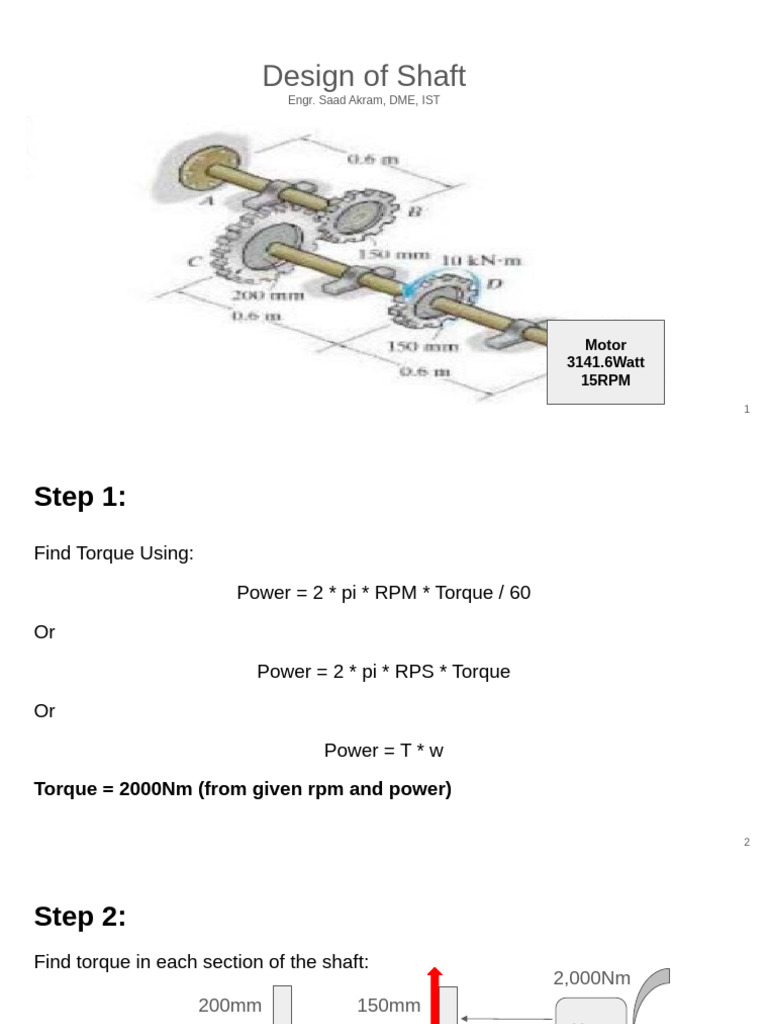 Shaft Design: Torque, Stress, and Twist | PDF | Torque | Gear