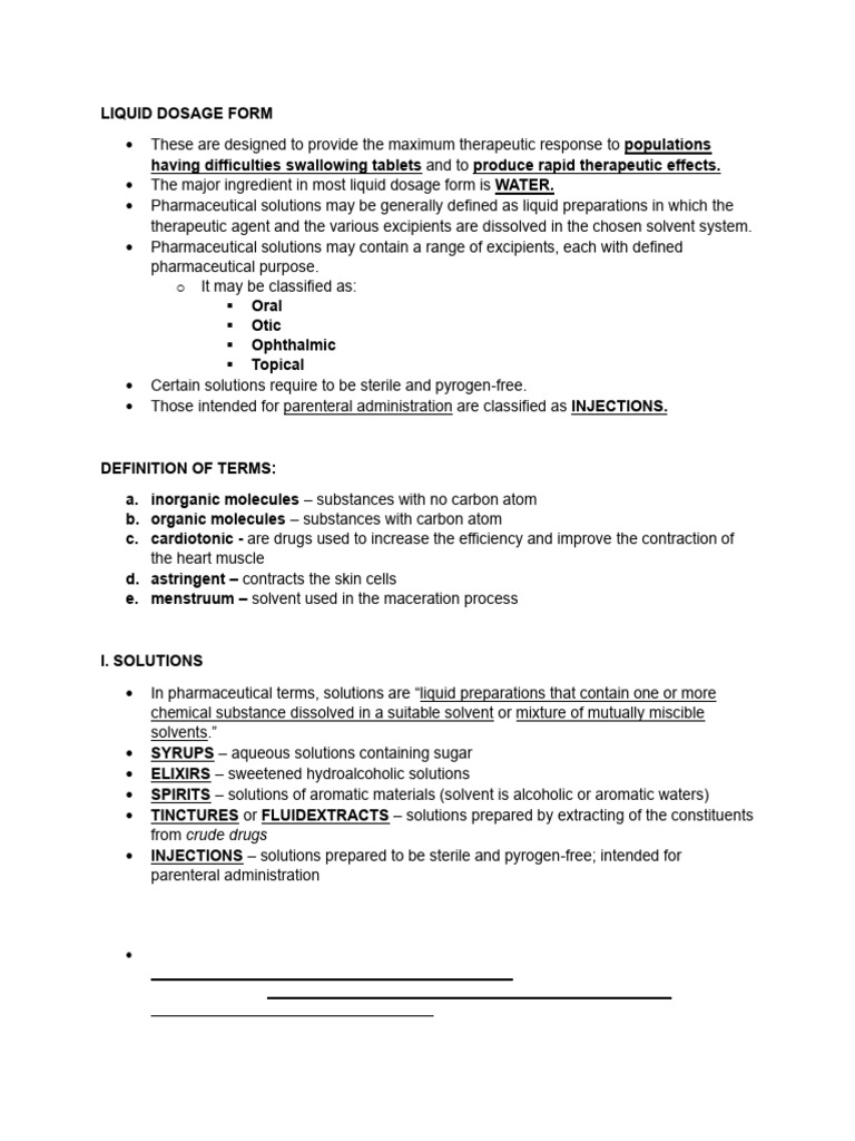 Example Liquid Dosage Form