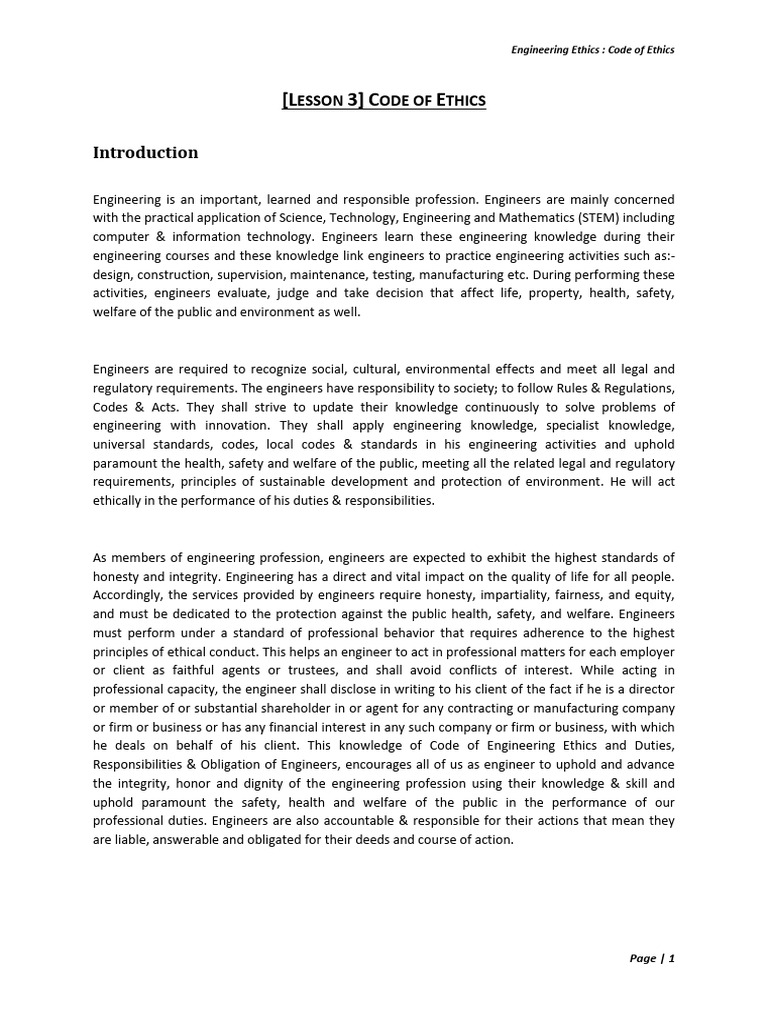 Lesson 3 code of ethics pdf engineer legal liability