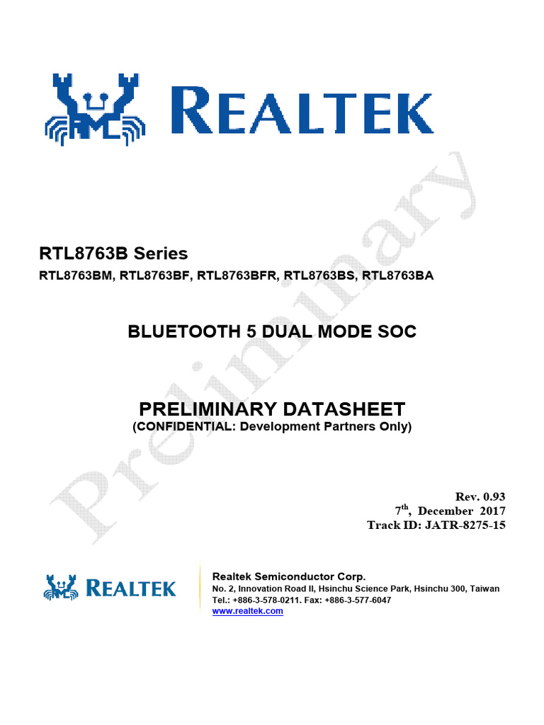 RTL8763B Bluetooth SOC Preliminary Datasheet | PDF | Bluetooth | Analog ...