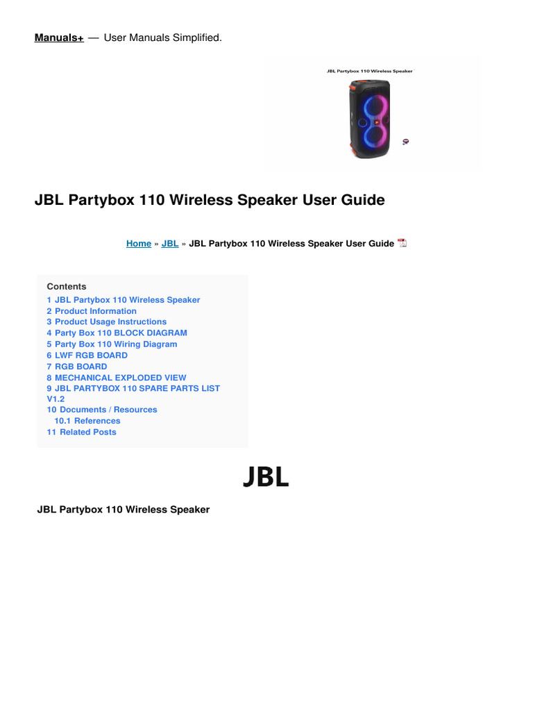 JBL Partybox 110 User Manual | PDF | Bluetooth | Microphone