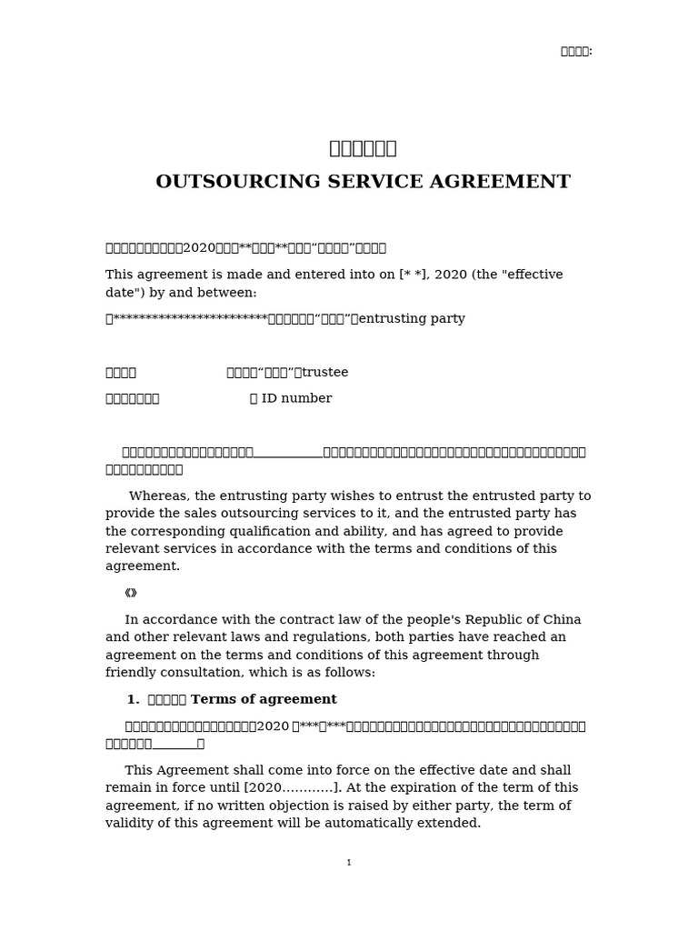 Outsourcing Agreement Details | PDF | Breach Of Contract | Private Law