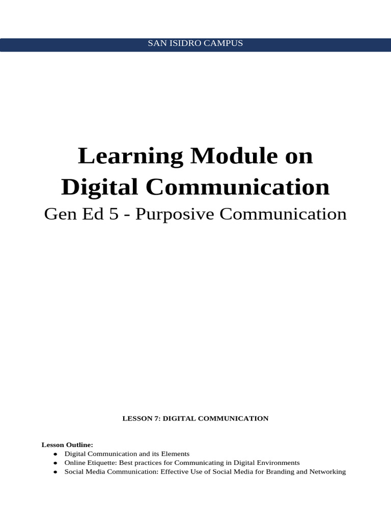 DIGITAL COMMUNICATION COURSE SYLLABUS visual data 2