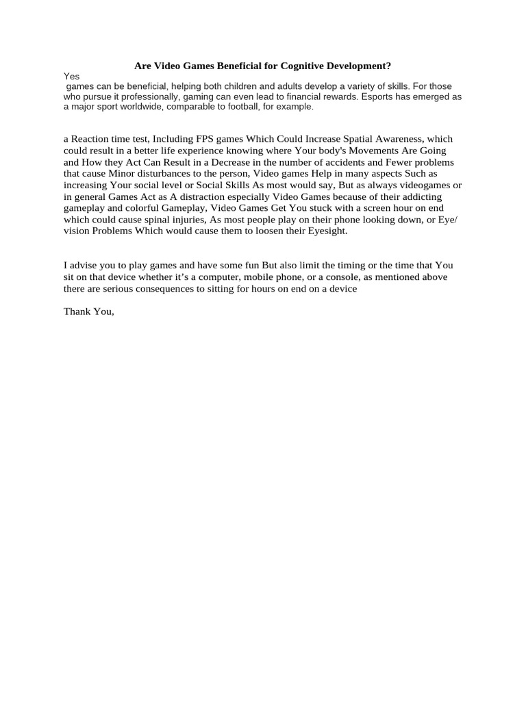 Are Video Games Beneficial