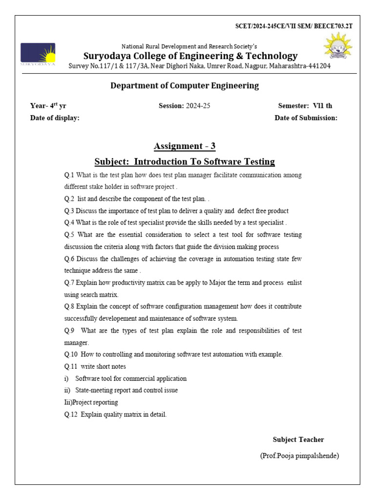 Software Testing Assignment 3 | PDF | Software Testing | Computing