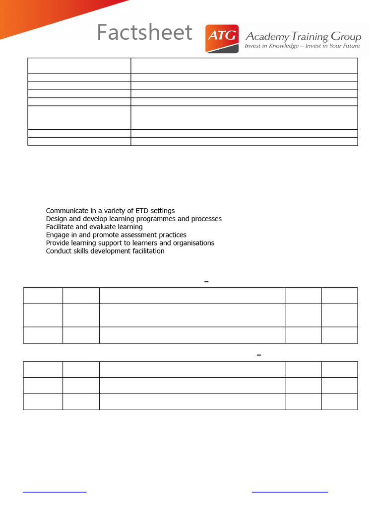 ODETDP SAQA ID 50334 L5 Factsheet 2020 | PDF | Behavior Modification ...