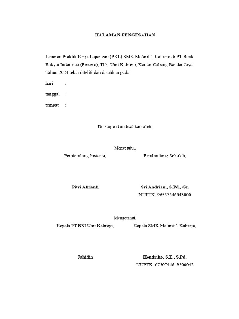 Lembar Pengesahan | PDF