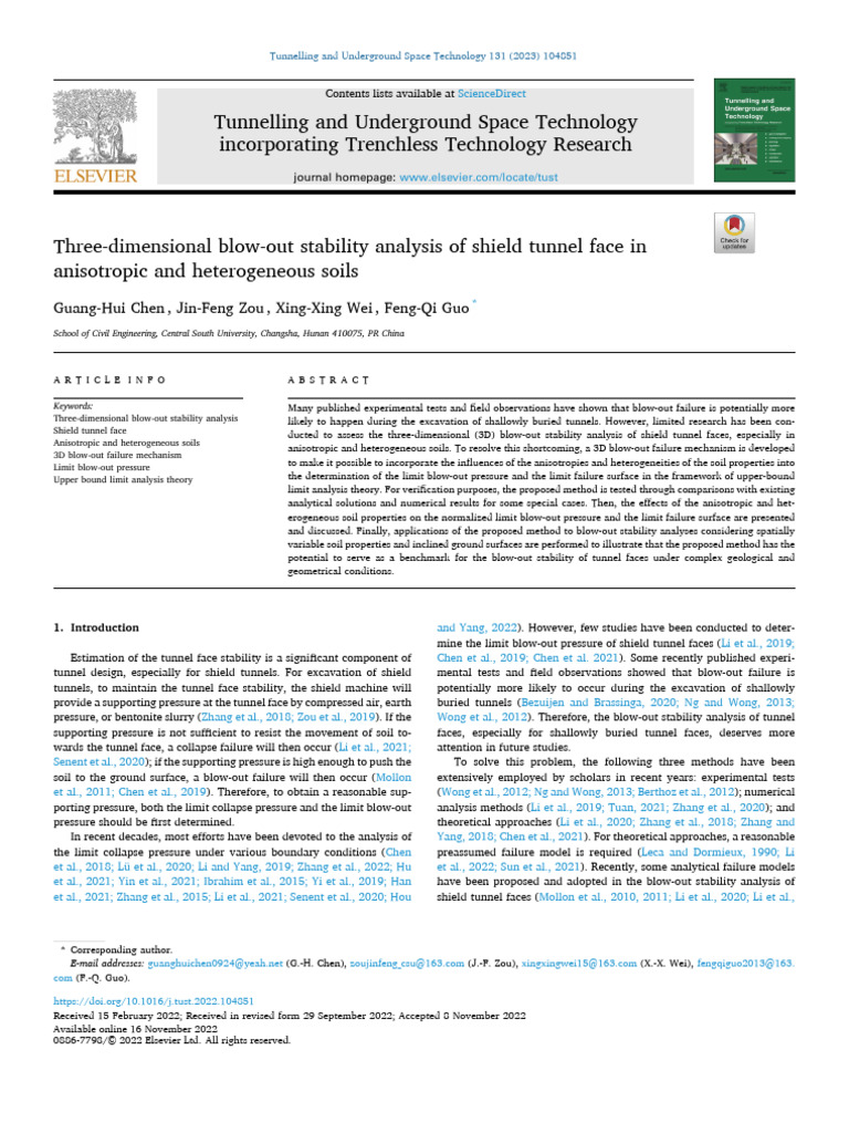 Three-Dimensional Blow-Out Stability Analysis of Shield Tunnel Face in ...