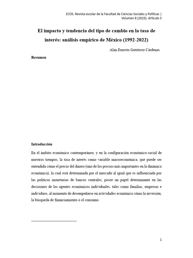 Impacto del tipo de cambio en tasas de interés | PDF | Tipo de cambio ...