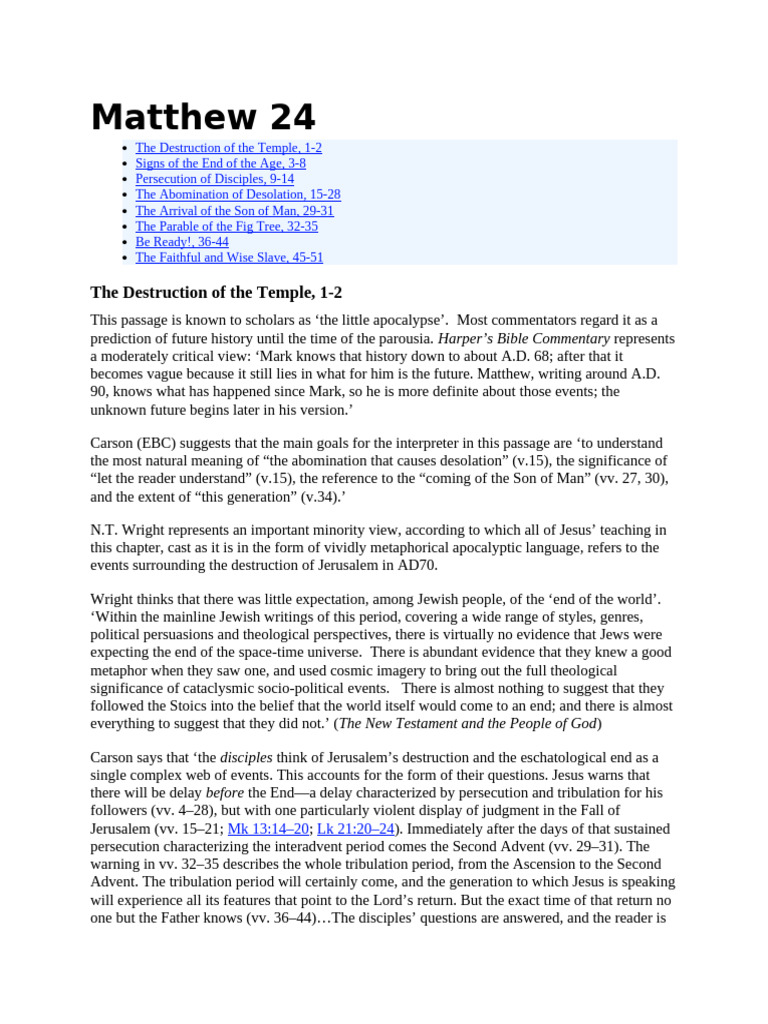 Understanding Matthew 24: Signs & Teachings | PDF | Jesus | Second Coming