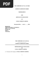 Sample Memorandum & Articles of Association | PDF | Stocks | Proxy Voting