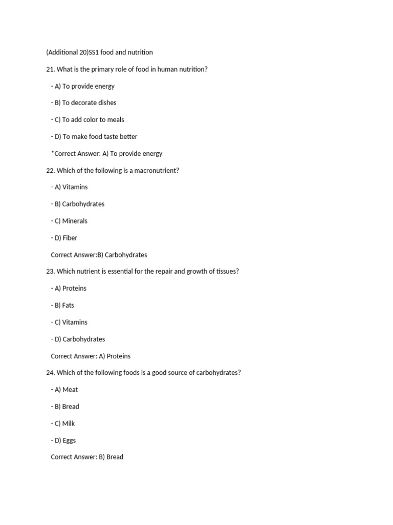 SS1 Food and Nutrition | PDF | Nutrients | Foods