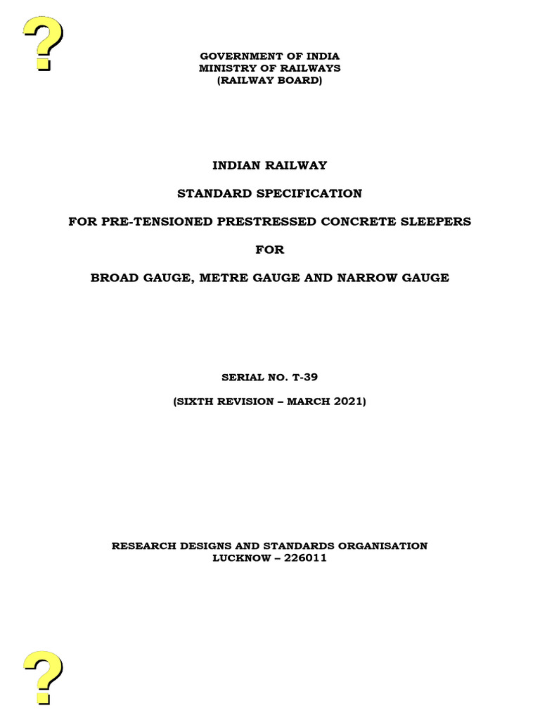 Indian Railway Concrete Sleepers Specs | PDF | Concrete | Construction ...
