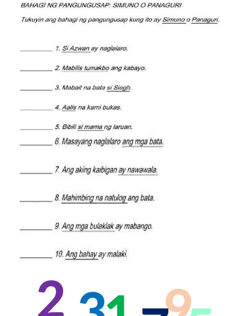 Simuno at Panag-Uri | PDF