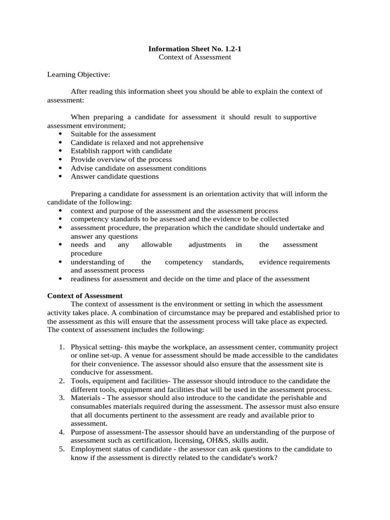 Context of Assessment in TESDA | PDF | Finance & Money Management