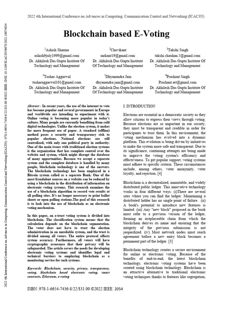 Blockchain for Secure E-Voting Systems | PDF | Voting Machine ...