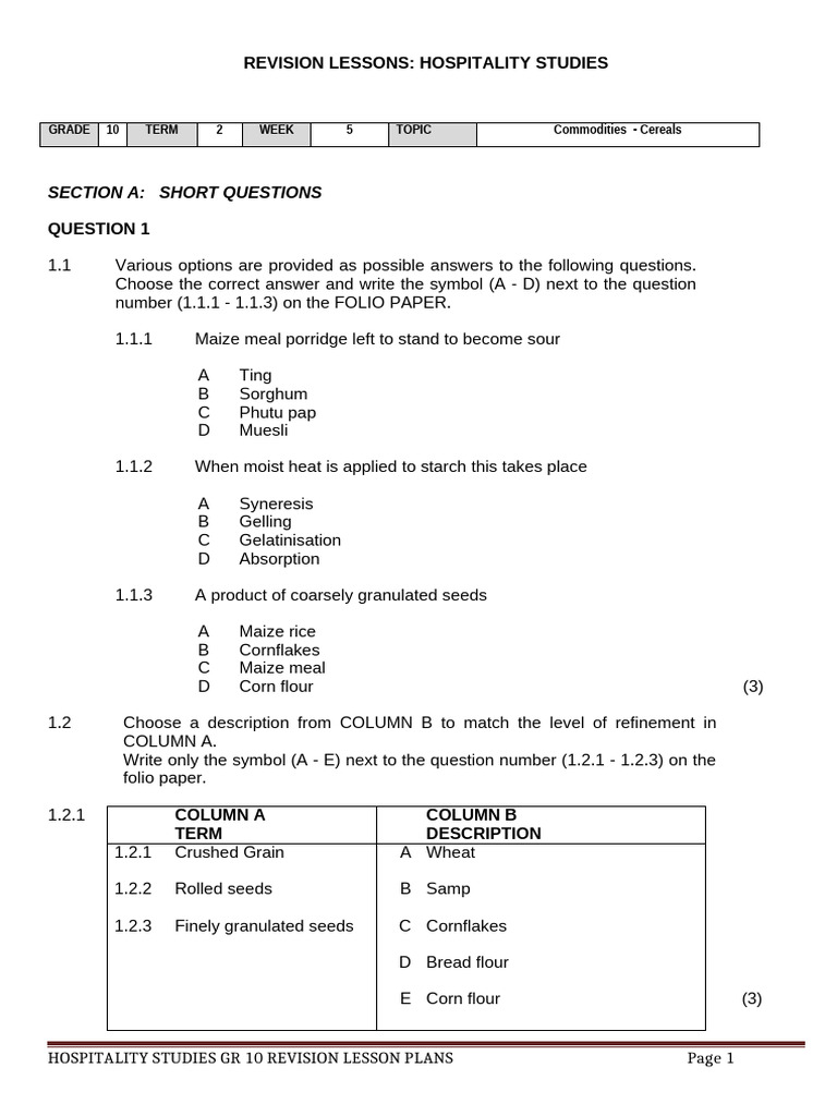 An Activity On Commodities Short Questions, Long Questions and Memo ...