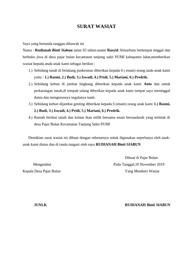 Wasiat Rudianah untuk Anak-anaknya | PDF