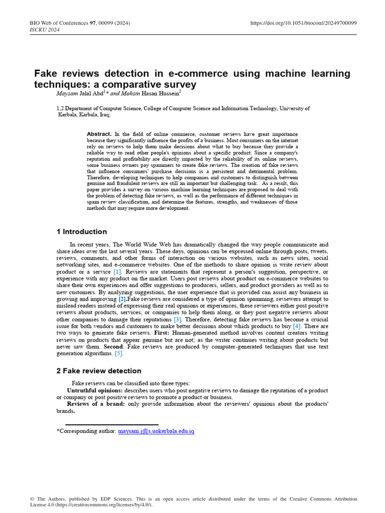Detecting Fake Reviews with ML Techniques | PDF | Support Vector ...