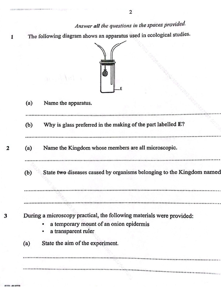 Kcse Biology P1 Pdf