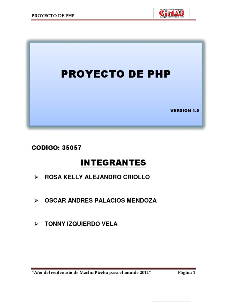 Proyecto Final PHP | PDF | Internet | Php