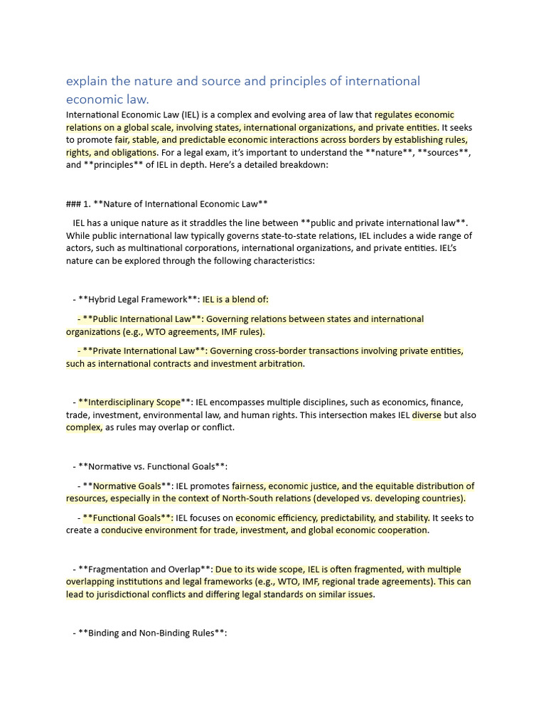 International Economic Law | PDF | Most Favoured Nation | World Trade ...