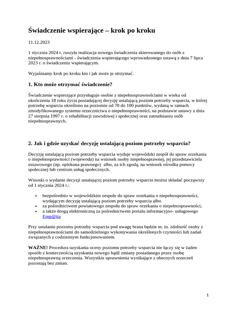  wiadczenie Wspieraj ce Krok Po Kroku PDF