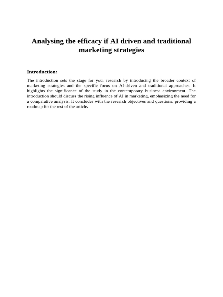 Analysing the efficacy if ai driven and traditional marketing