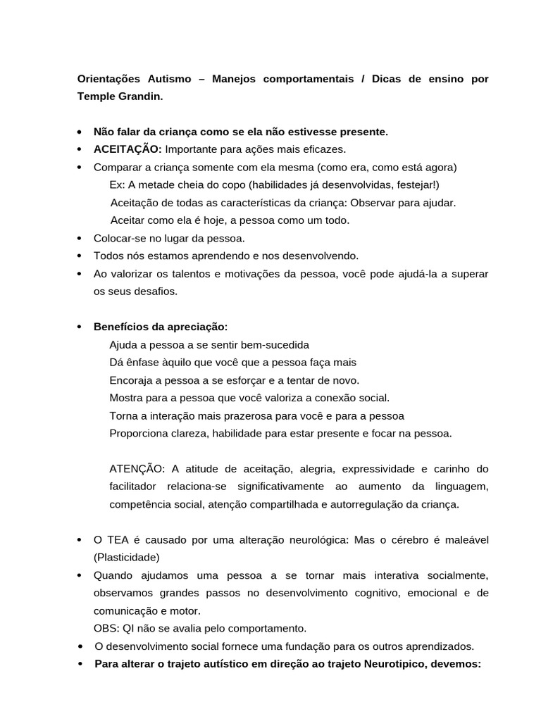 Dicas de Ensino para Crianças com Autismo | PDF | Espectro do autismo ...