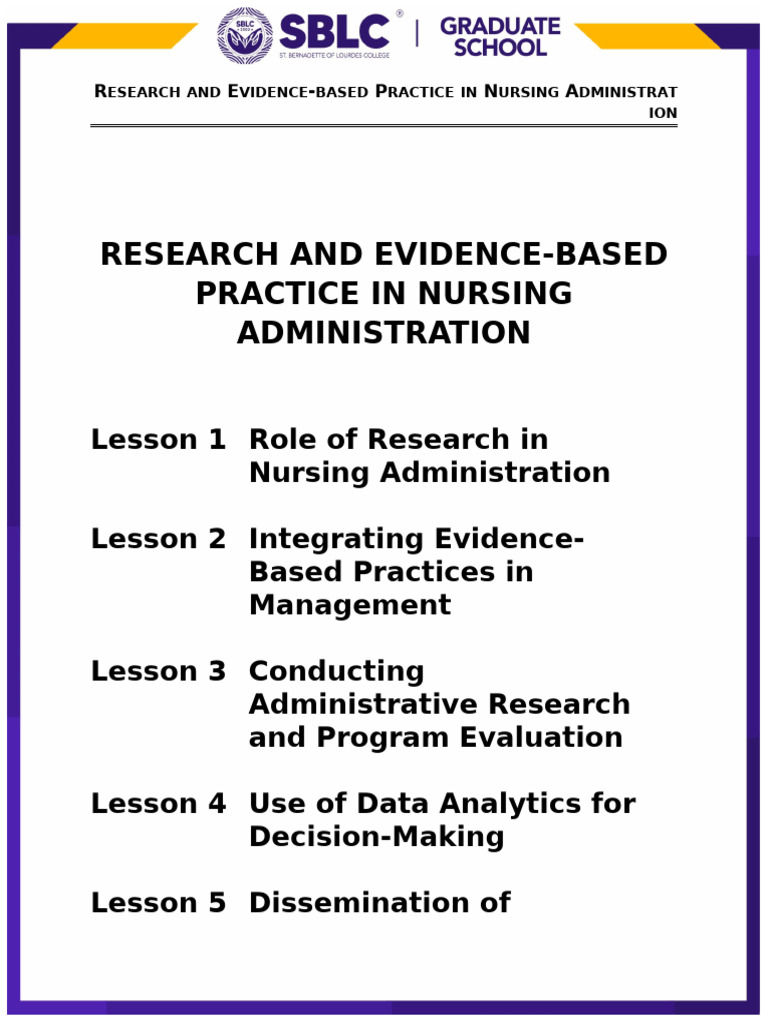 Evidence-Based Nursing Administration Practices | PDF | Analytics ...