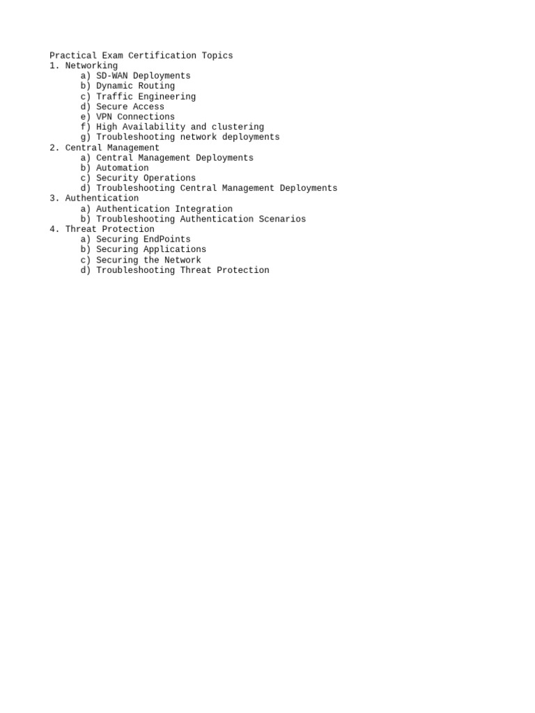 FCX SD-WAN Practical Exam Topics | PDF