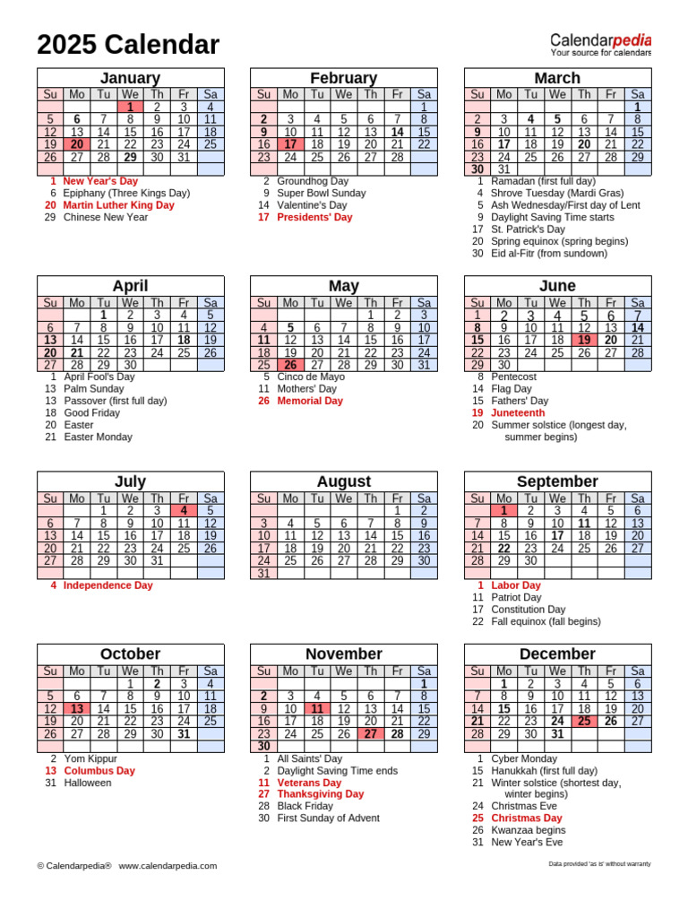 2025 Calendar Portrait Holidays Festivals Celebrations | PDF | Easter ...