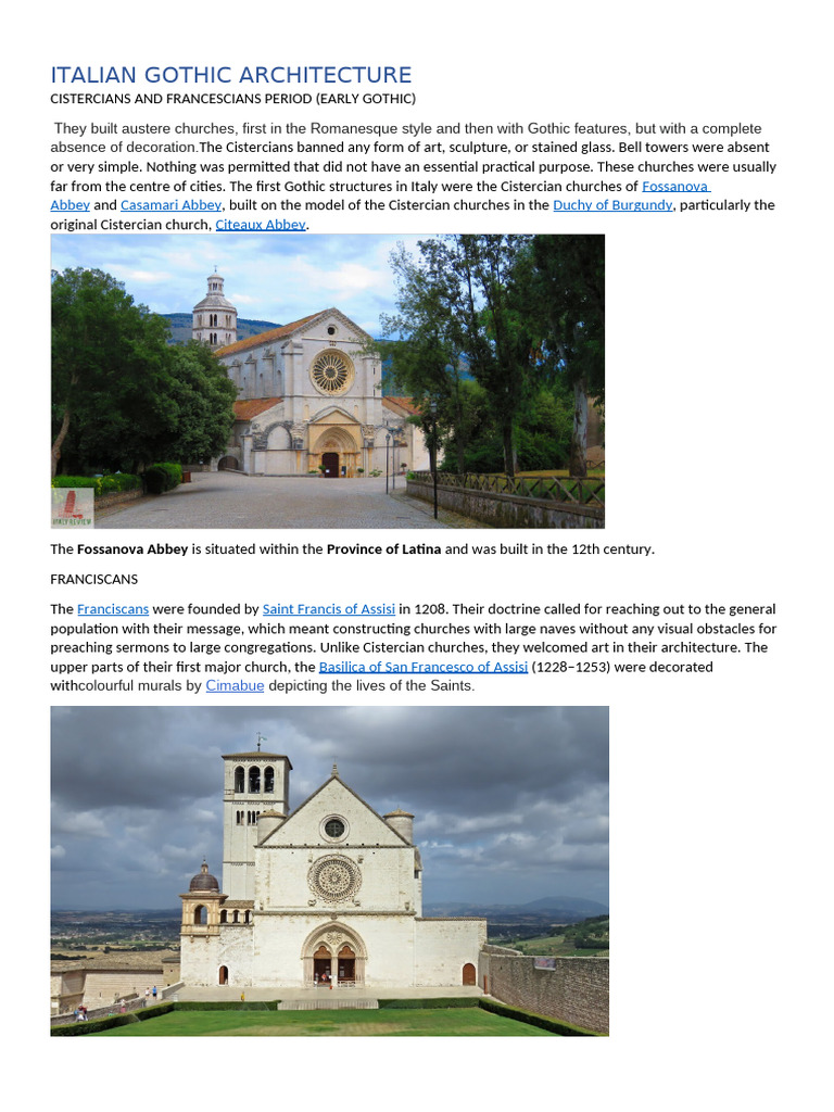 Italian Gothic Architecture Overview | PDF | Gothic Architecture ...
