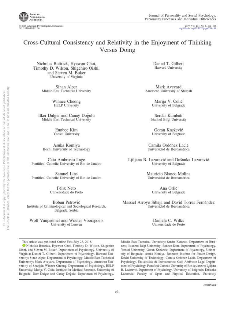 Buttrick 2019 CCARI | PDF | Thought | Pleasure