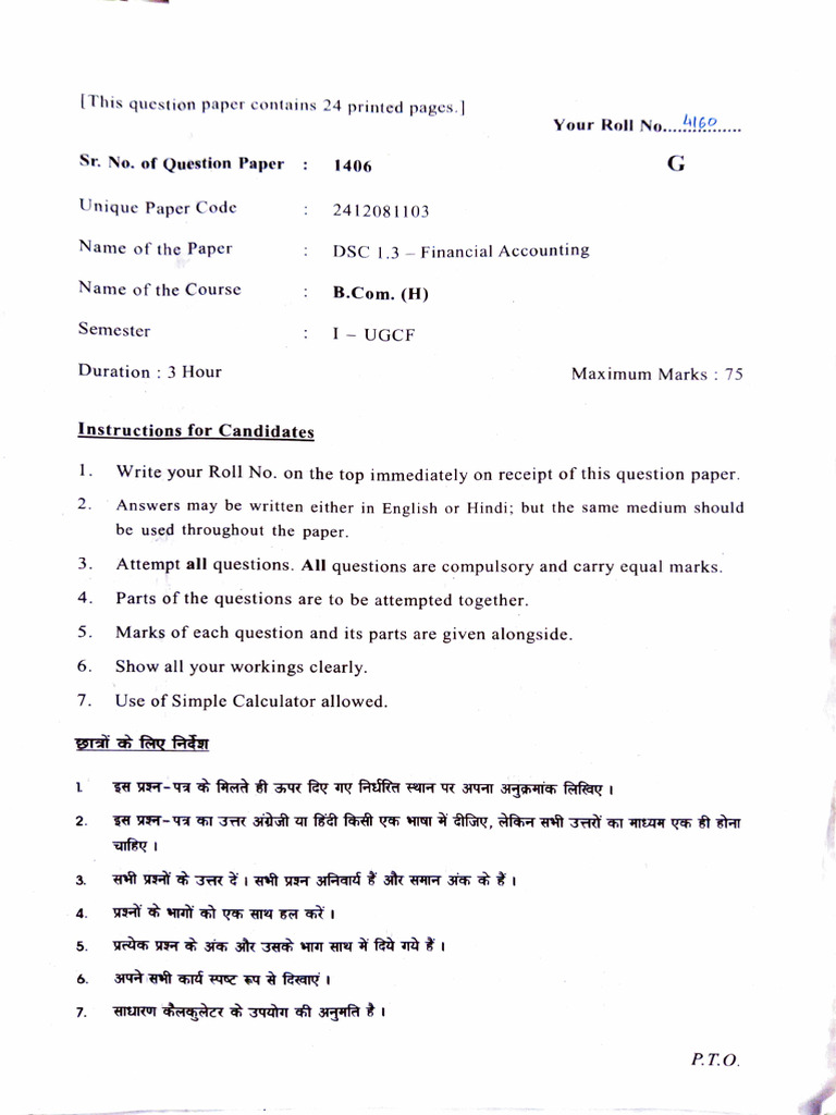 Financial Accounting Sem 1 Pyq Pdf Expense Money