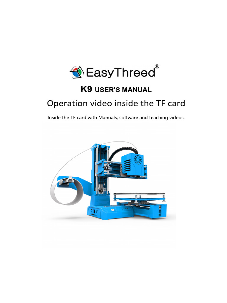 Easythreed K9 3D Printer Manual | PDF | Printer (Computing) | 3 D Printing