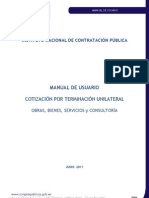 Manual Cotizacion Por Terminacion Unilateral Obras, Bienes, Servicios y Consultoria