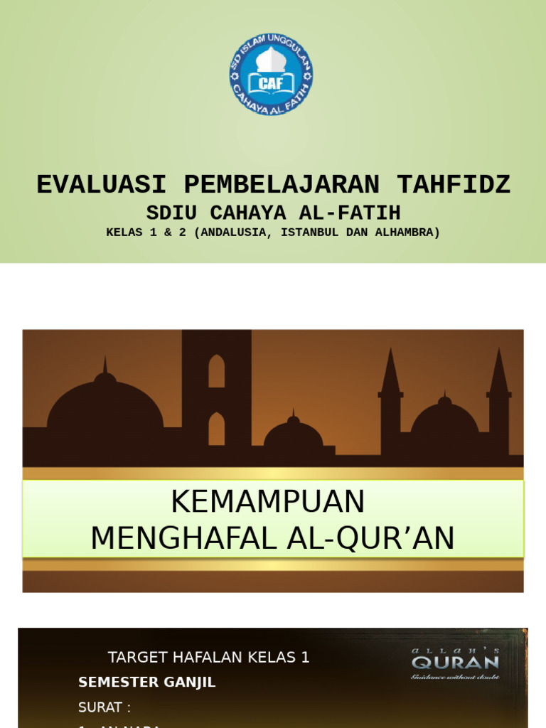 Evaluasi Hafalan Al-Qur'an Siswa SDIU | PDF