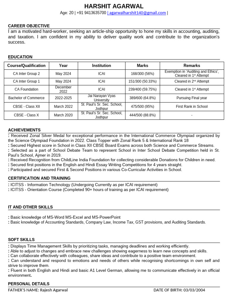 Harshit Agarwal WT2 | PDF | Career & Growth