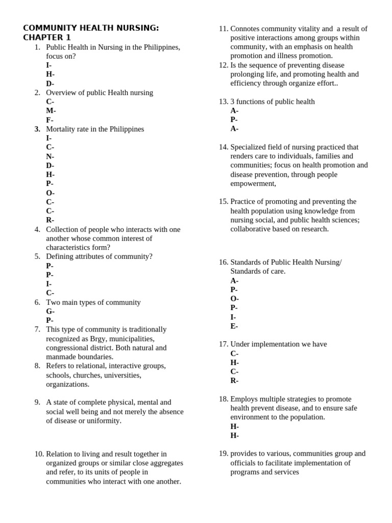 Community Health Nursing Overview Philippines | PDF | Public Health ...