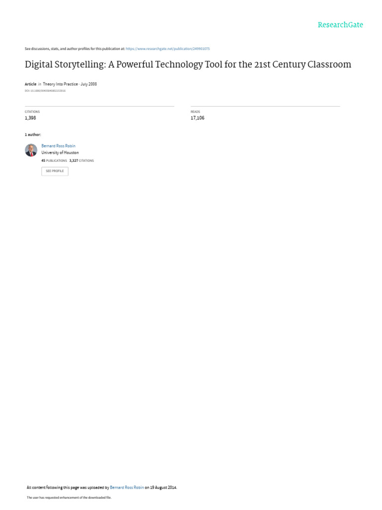 Digital Storytelling A Powerful Technology Tool Fo | PDF | Pedagogy ...