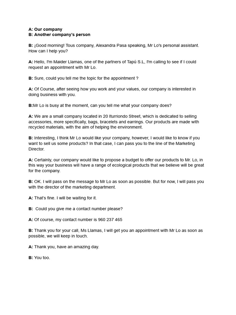 Telephone Conversation | PDF