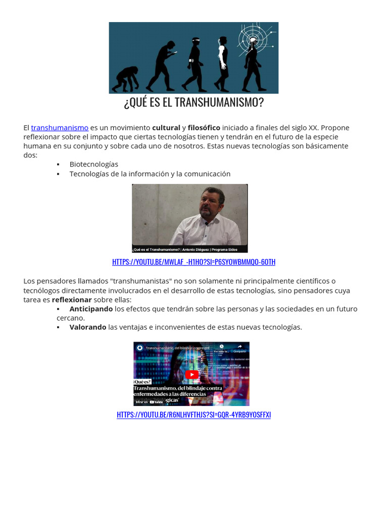 Introducción al Transhumanismo y Tecnología | PDF | Transhumanismo ...