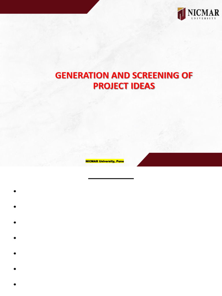 Project Idea Generation and Screening Guide | PDF | Entrepreneurship ...
