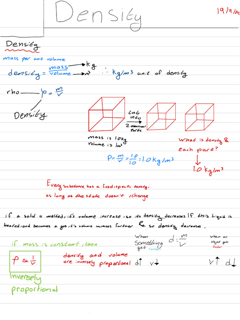 Inverse Relationship of Density and Volume | PDF | Density | Quantity