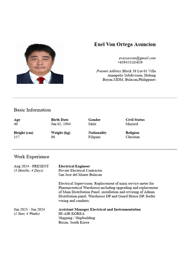 sample cv | PDF | Photovoltaic System | Solar Power