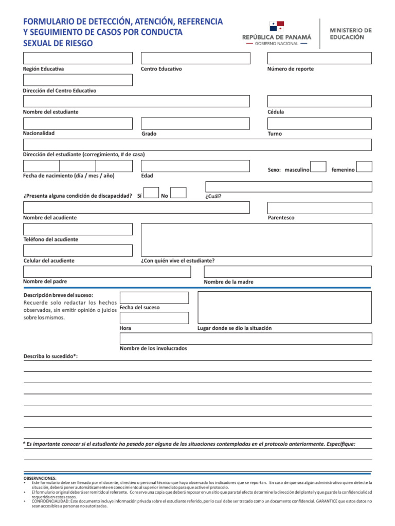 Formulario de Detección de Riesgo Sexual | PDF | Salud y bienestar